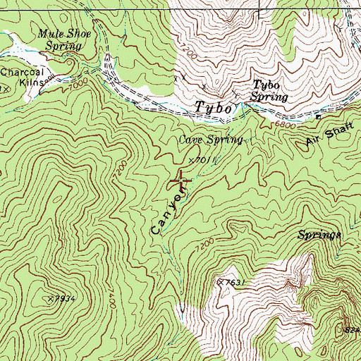Topographic Map of Cave Spring, NV