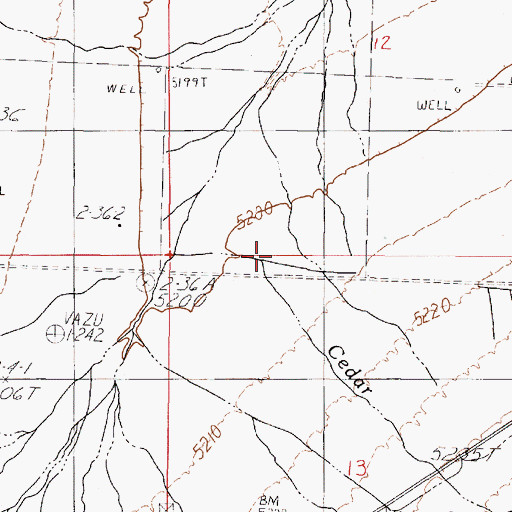 Topographic Map of Cedar Creek, NV