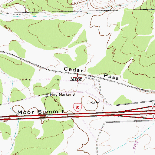 Topographic Map of Cedar Pass, NV