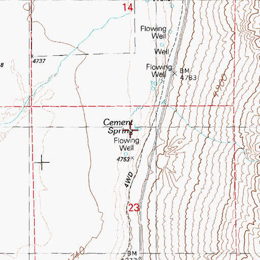 Topographic Map of Cement Spring, NV