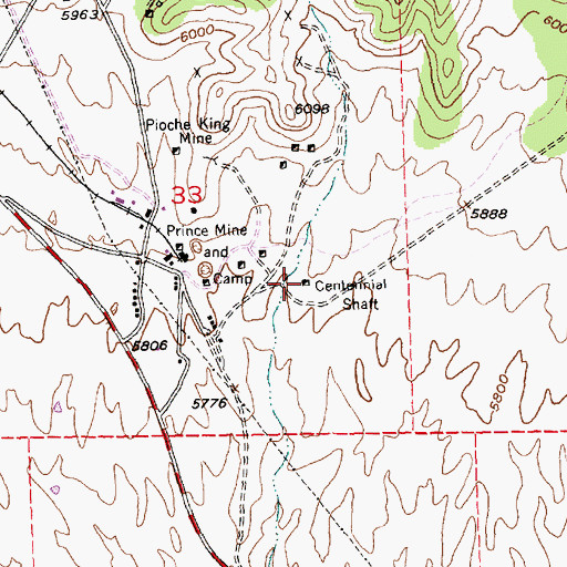 Topographic Map of Centennial Shaft, NV