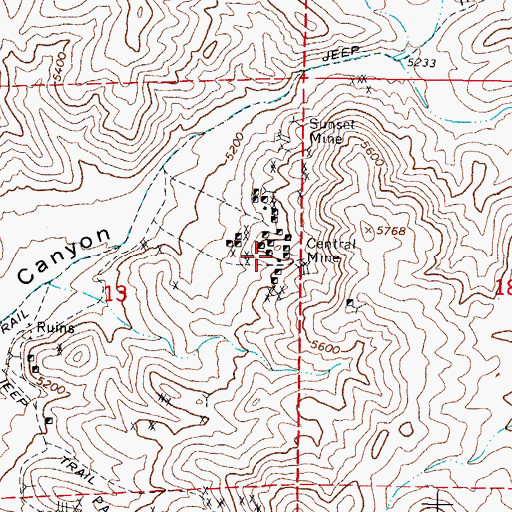 Topographic Map of Central Mine, NV