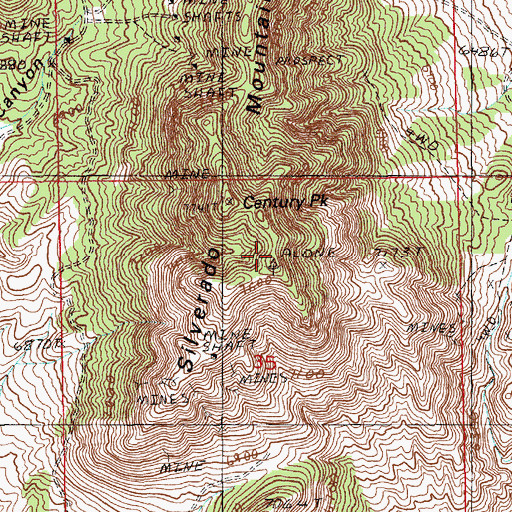 Topographic Map of Century Peak, NV