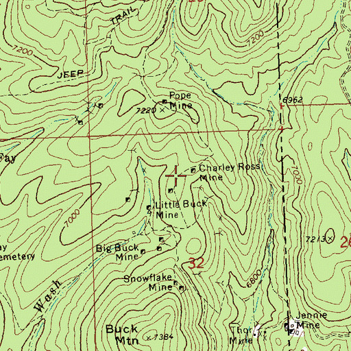 Topographic Map of Charley Ross Mine, NV