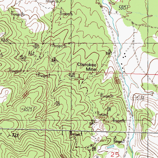 Topographic Map of Cherokee Mine, NV