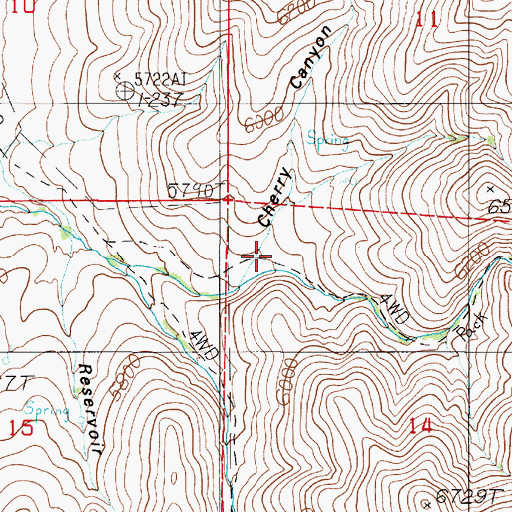 Topographic Map of Cherry Canyon, NV