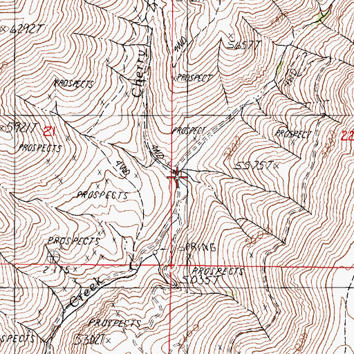 Topographic Map of Cherry Creek, NV
