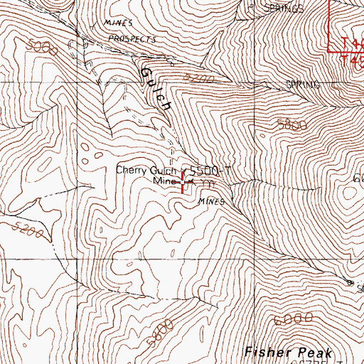 Topographic Map of Cherry Gulch Mine, NV