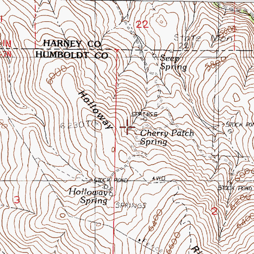 Topographic Map of Cherry Patch Spring, NV