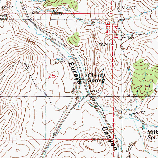 Topographic Map of Cherry Spring, NV