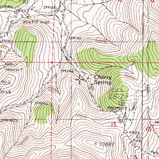 Topographic Map of Cherry Spring, NV