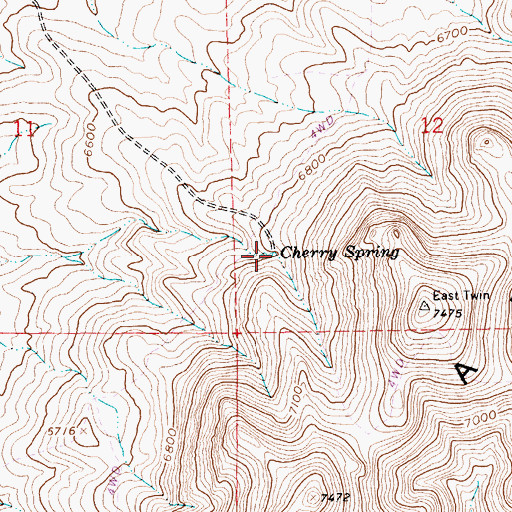 Topographic Map of Cherry Spring, NV