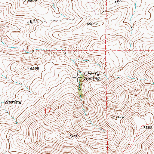 Topographic Map of Cherry Spring, NV
