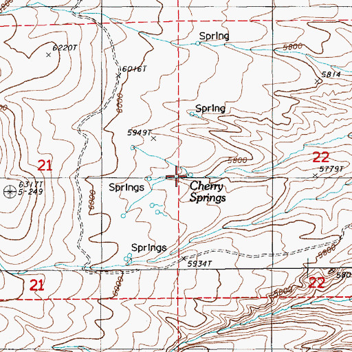 Topographic Map of Cherry Springs, NV