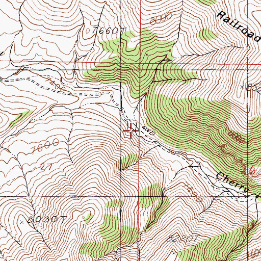 Topographic Map of Cherry Valley, NV
