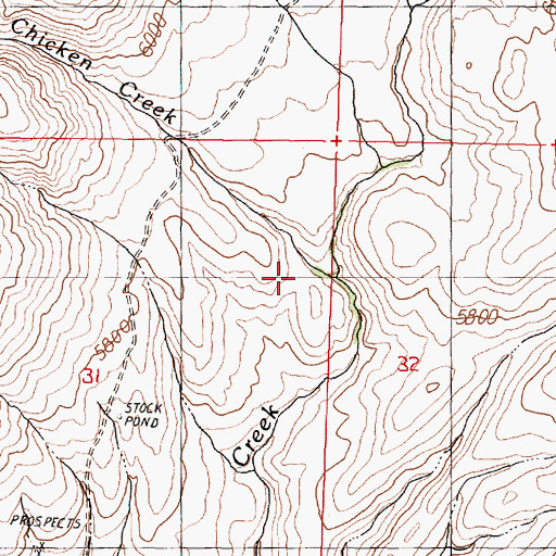 Topographic Map of Chicken Creek, NV