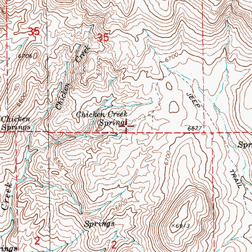 Topographic Map of Chicken Creek Springs, NV