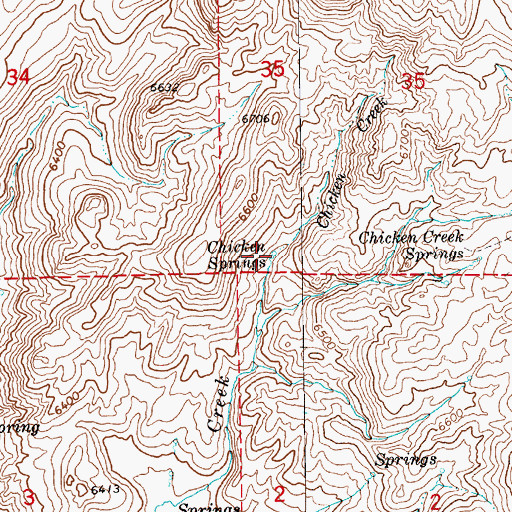 Topographic Map of Chicken Springs, NV