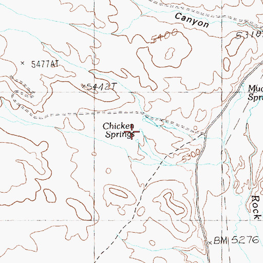 Topographic Map of Chicken Springs, NV