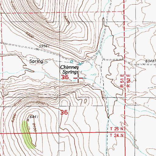 Topographic Map of Chimney Springs, NV