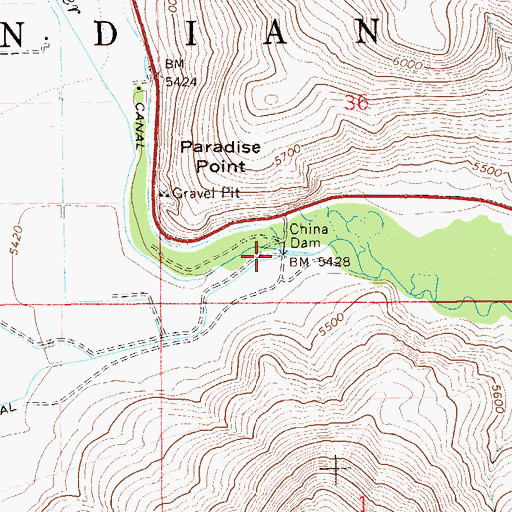 Topographic Map of China Dam, NV