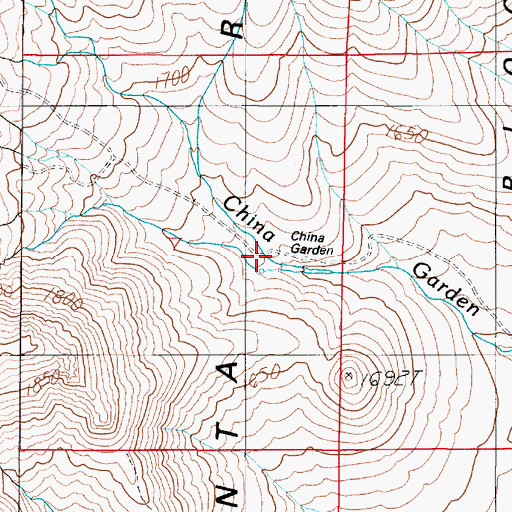 Topographic Map of China Garden, NV