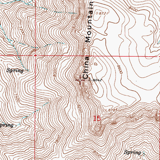 Topographic Map of China Mountain, NV