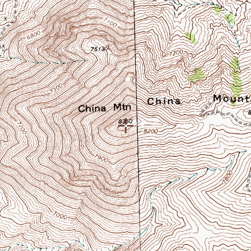 Topographic Map of China Mountain, NV