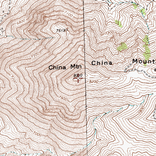 Topographic Map of China Mountain, NV