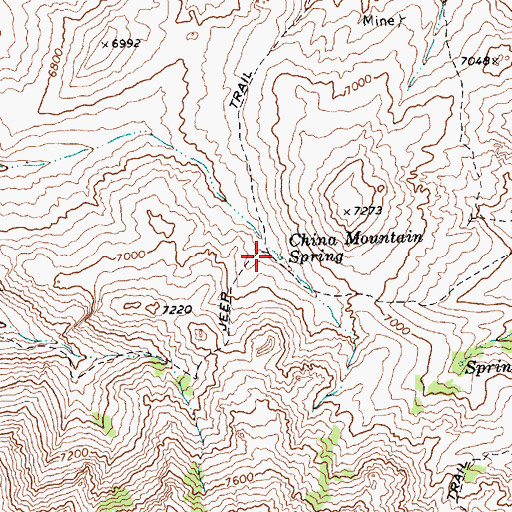 Topographic Map of China Mountain Spring, NV