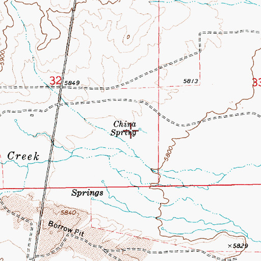 Topographic Map of China Spring, NV
