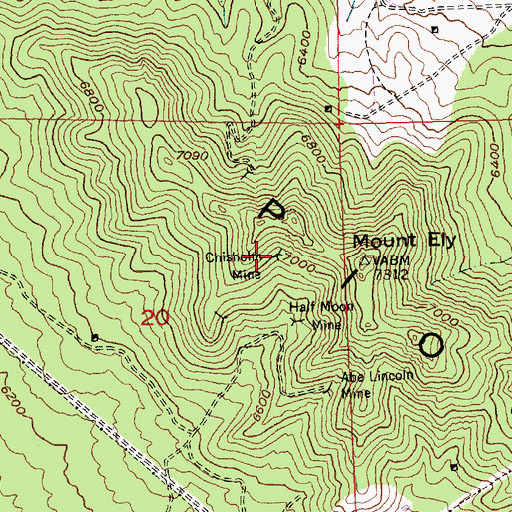 Topographic Map of Chisholm Mine, NV