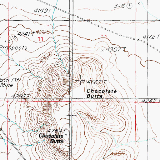 Topographic Map of Chocolate Butte, NV