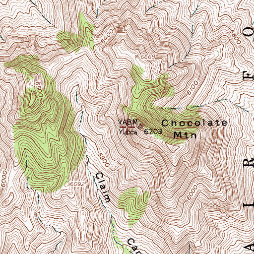 Topographic Map of Chocolate Mountain, NV
