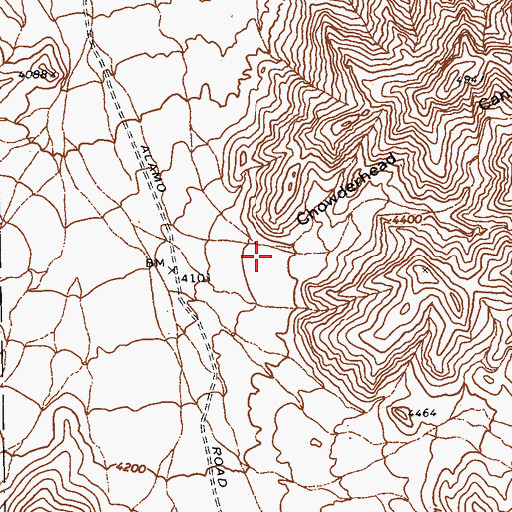 Topographic Map of Chowderhead Canyon, NV