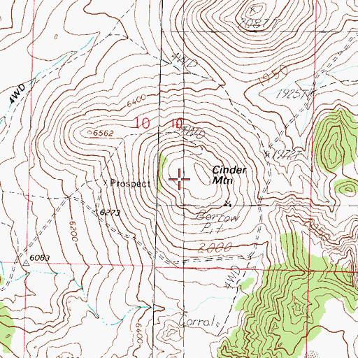 Topographic Map of Cinder Mountain, NV