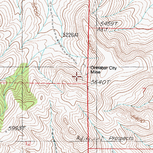 Topographic Map of Cinnabar City Mine, NV