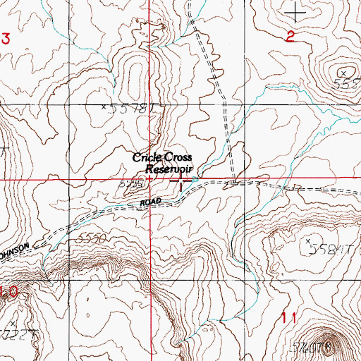 Topographic Map of Circle Cross Reservoir, NV