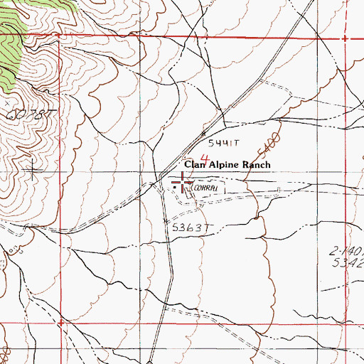 Topographic Map of Clan Alpine Ranch, NV