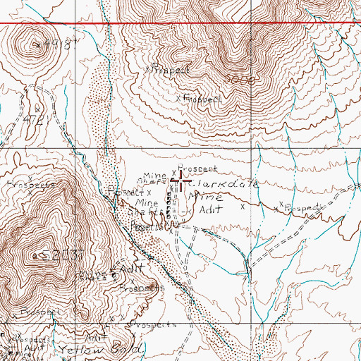 Topographic Map of Clarkdale Mine, NV