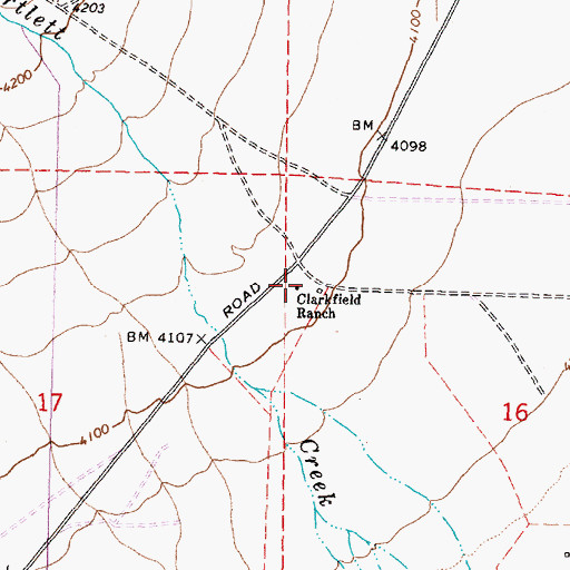 Topographic Map of Clarkfield Ranch, NV
