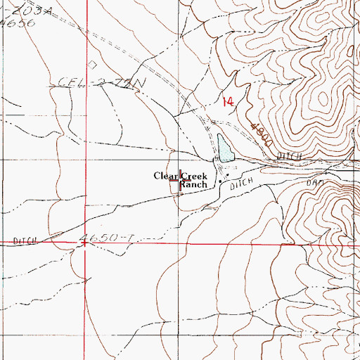 Topographic Map of Clear Creek Ranch, NV