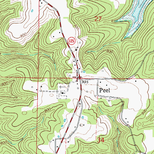 Topographic Map of Peel Post Office, AR