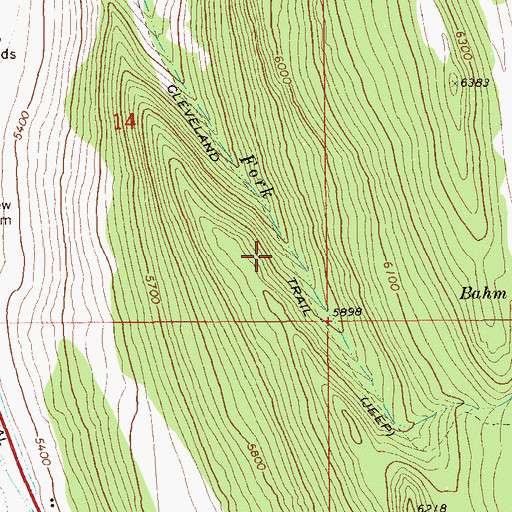 Topographic Map of Cleveland Trail, NV