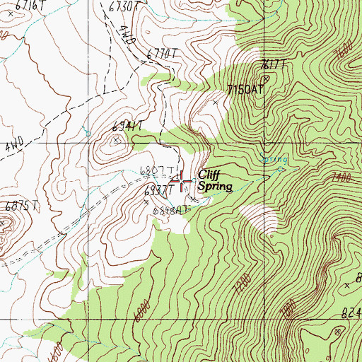 Topographic Map of Cliff Spring, NV