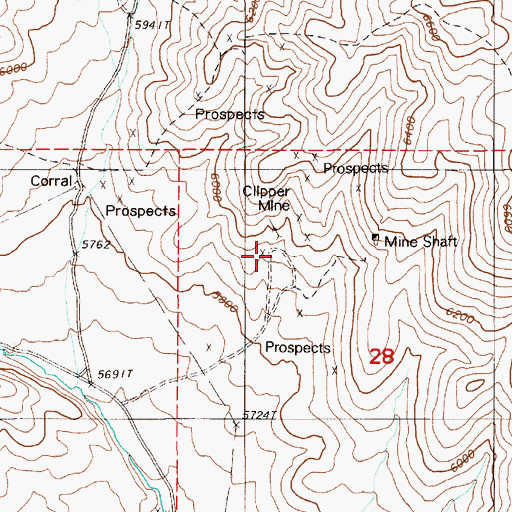 Topographic Map of Clipper Mine, NV