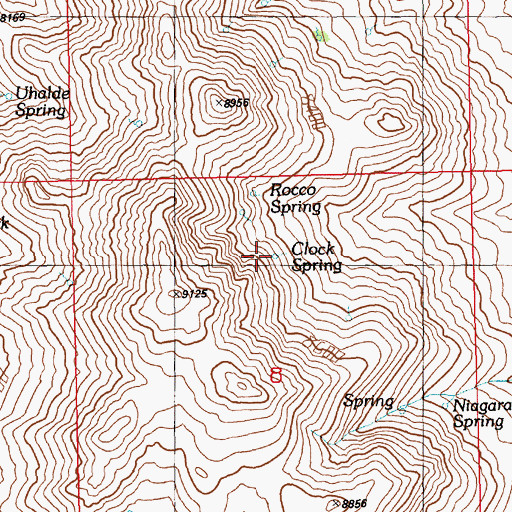Topographic Map of Clock Spring, NV