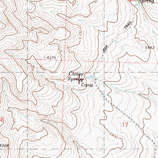 Topographic Map of Clover Spring, NV