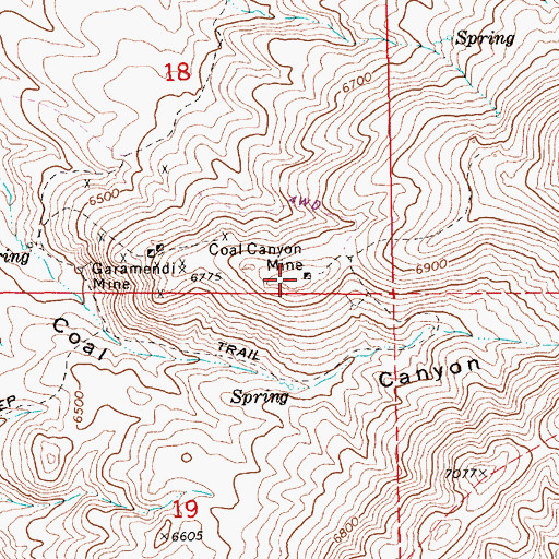 Topographic Map of Coal Canyon Mine, NV