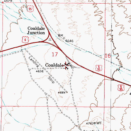 Topographic Map of Coaldale, NV